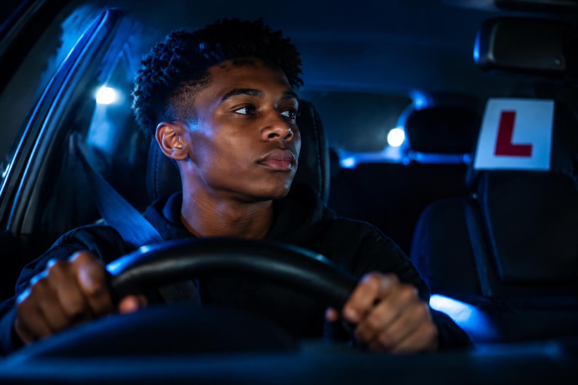 Learner driver behind the wheel during a driving lesson in Benoni